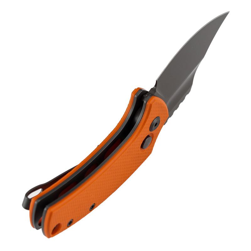 Kansept Wasp T2144F2 Gray TiCn Coated 154CM Blade Orange G10 Handle Button Lock Folding Knife