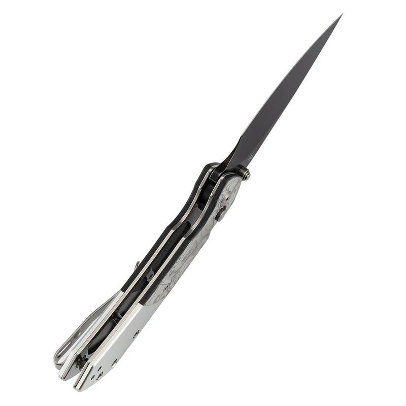 Kansept Fenrir T1034B3 Blackwash 154CM Blade G-10 with Aluminum Foil Handle Button Lock Folding Knife