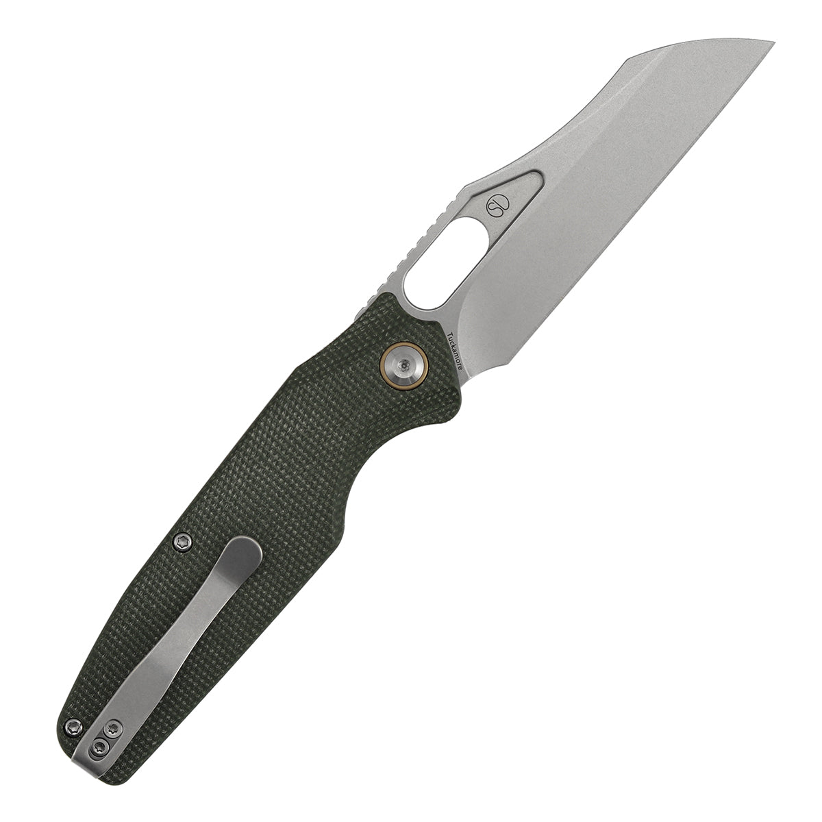 Tenable Tuckamore B1052A1 Stonewashed Nitro-V Blade Green Micarta Handle Liner Lock Folding Knife