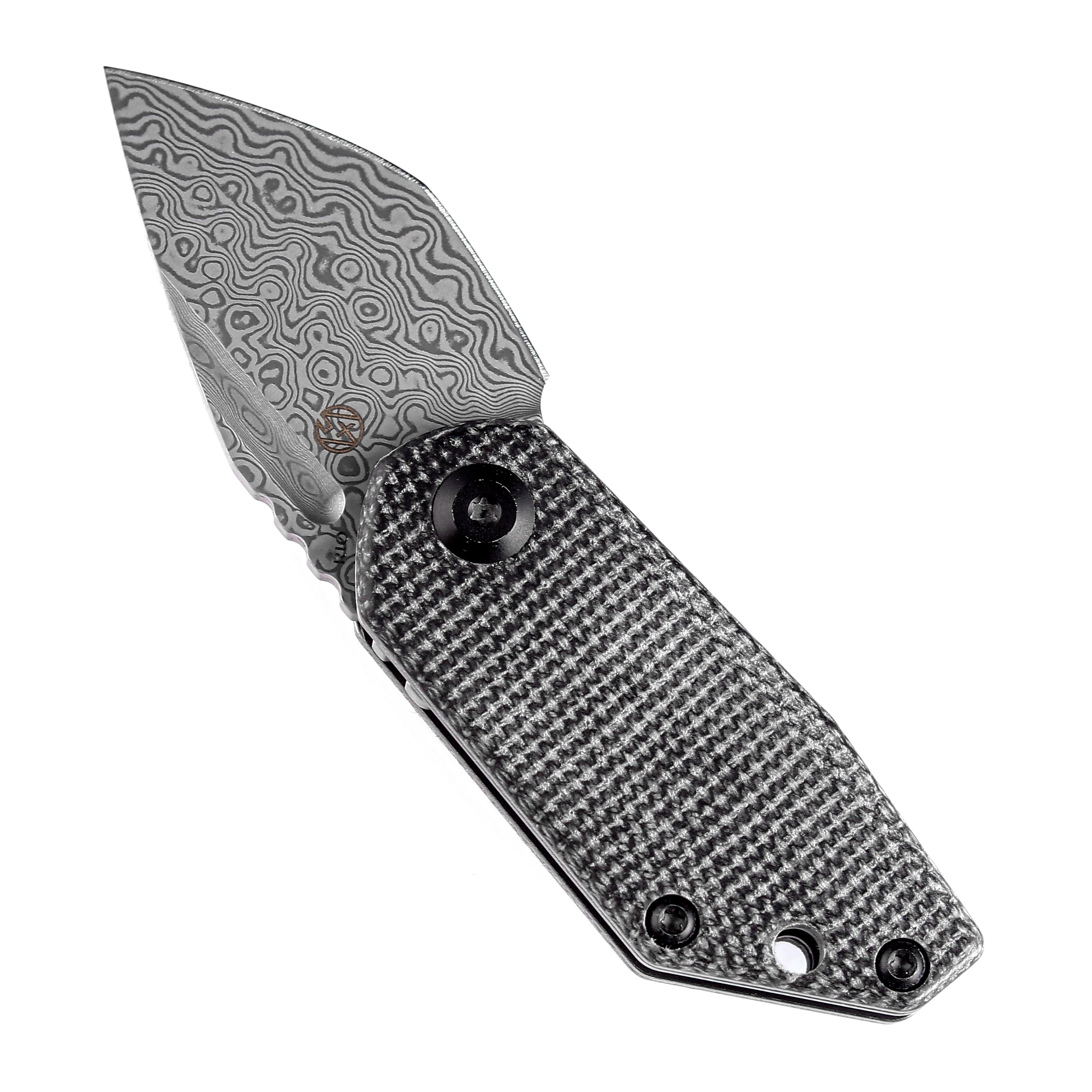 Kansept Knives RIO K3044D1 Damascus Blade Black Micarta Handle Liner Lock EDC Knife