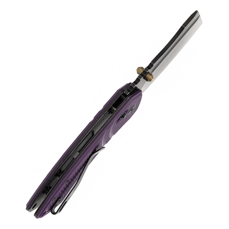 Kansept Korvid V TE2030V3 Blackwash D2 Blade Purple G10 Handle Crossbar Lock Folding Knife
