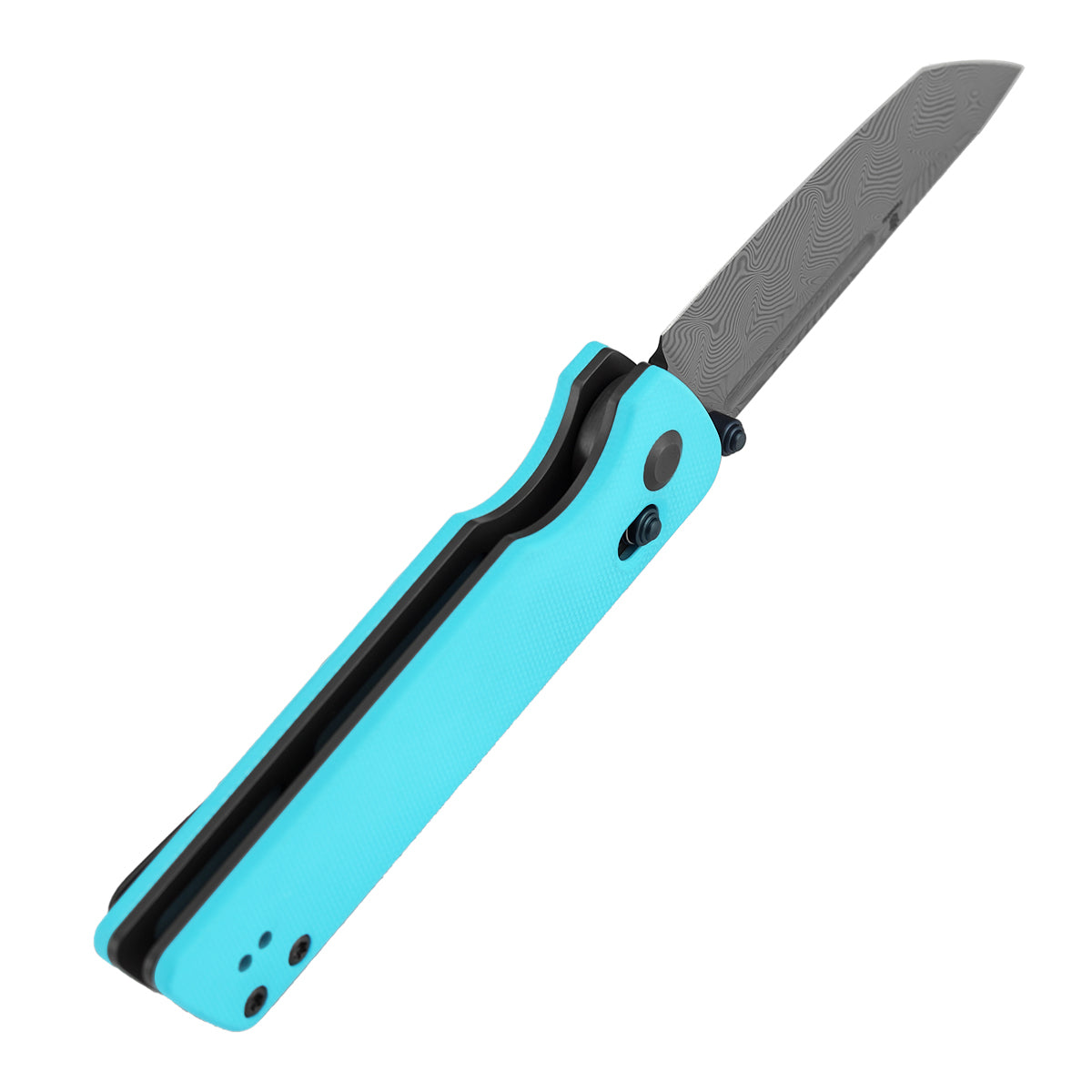 Tenable Anomaly B2038V3 Damascus Blade Blue G10 Handle Crossbar Lock Folding Knife