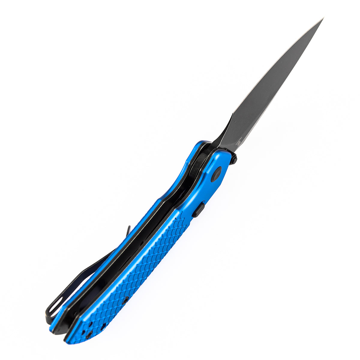 Tenable Fenrir B1034H92 Blackwash Nitro-V Blade Dark Blue Anodized Aluminum Handle Top Liner Lock Folding Knife