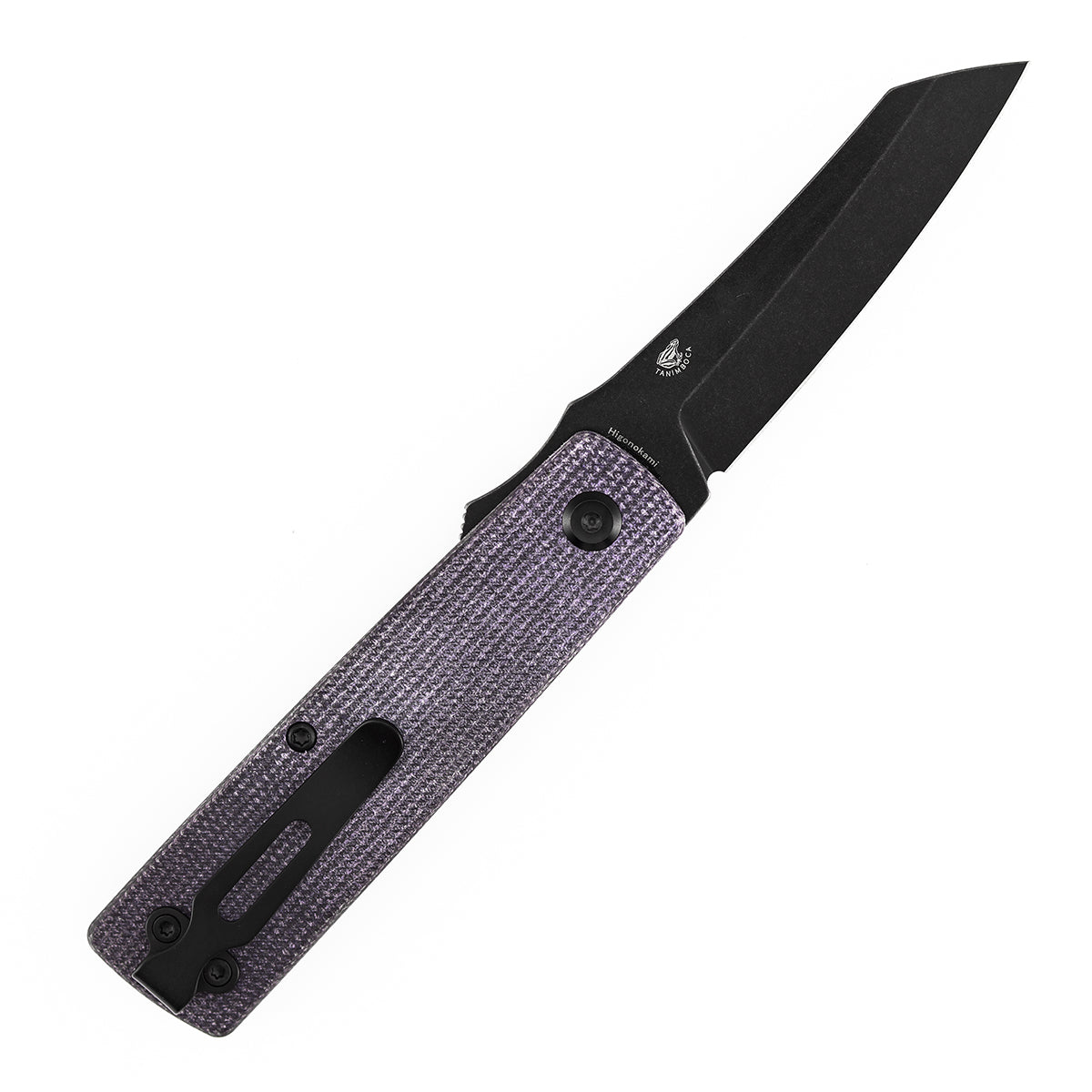 Tenable Higonokami B2135A1 Black Stonewashed D2 Blade Purple Micarta Handle Liner Lock Folding Knife