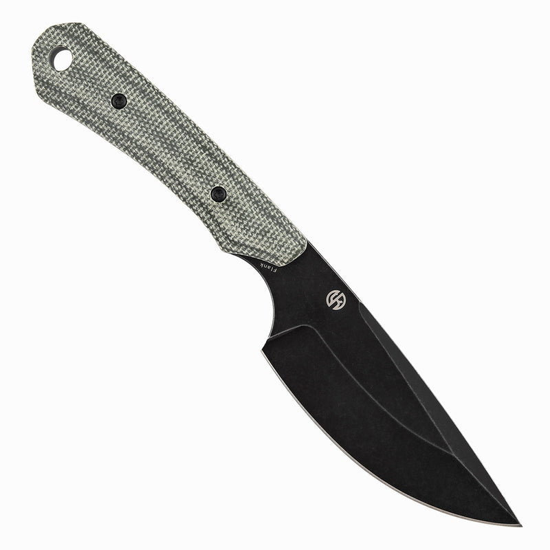 Kansept Flank G006A4 Black Stonewashed D2 Blade Green Micarta Handle Fixed Blade Knife