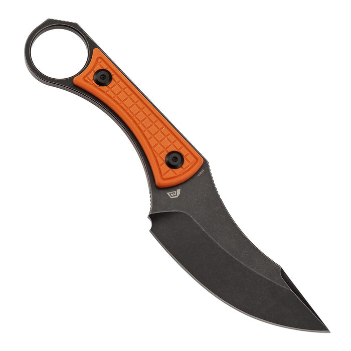 KANSEPT Niko G004A10 Blackwash D2 Blade Orange G10 with Frag Pattern Handle Fixed Knife