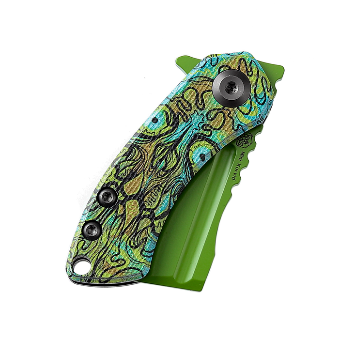 KANSEPT Mini Korvid T3030B2 154CM Blade G10 with Undead Print-Green Handle Liner Lock