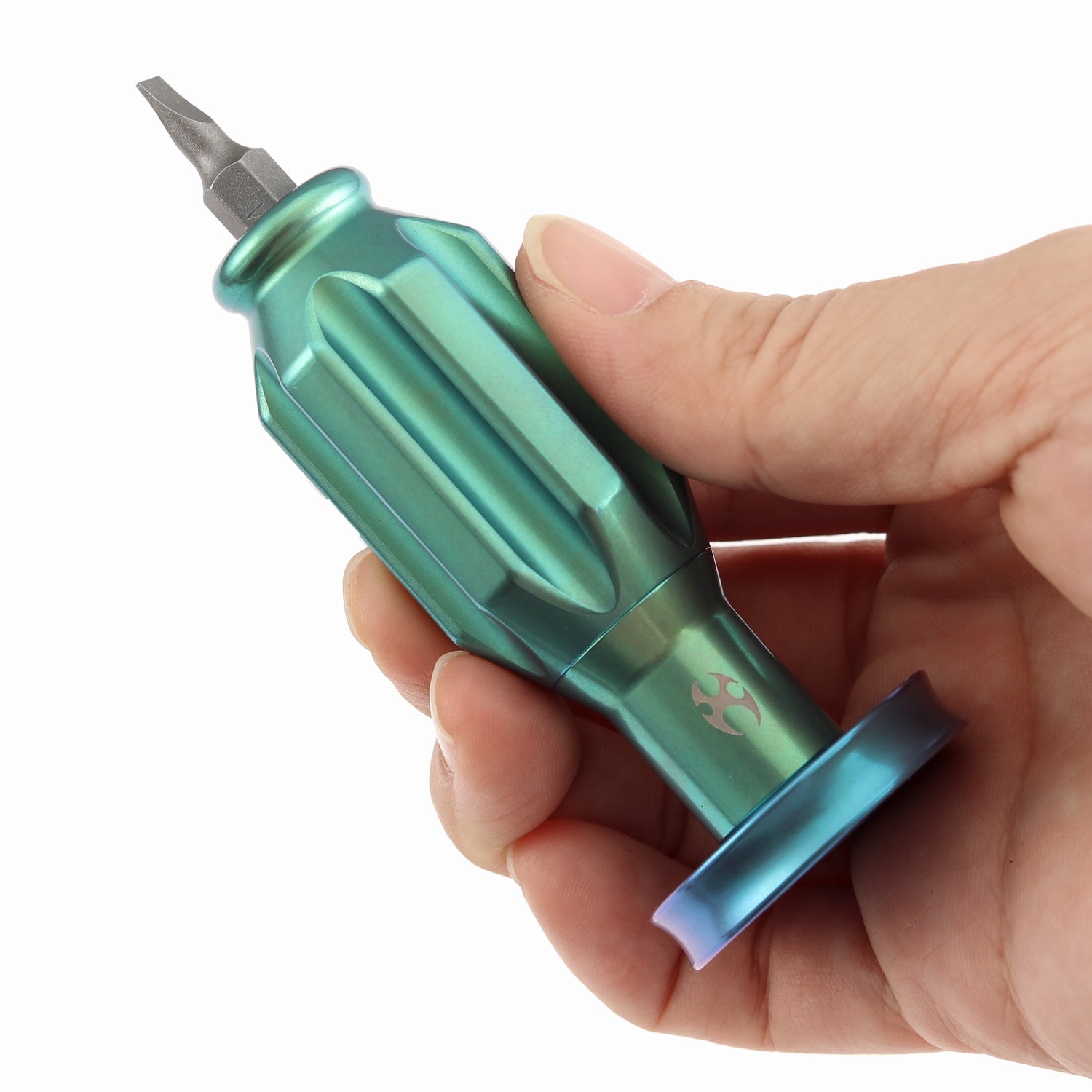 Kansept EDC Bit Driver G018P2–Beadblasted Titanium Palm Multitool with Spinner Top