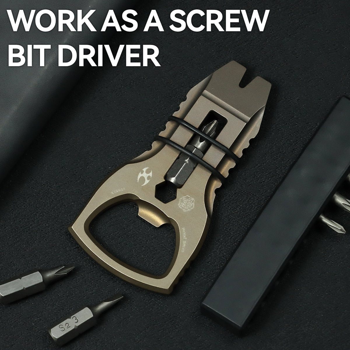 Kansept EDC PryOfSorts C010A4 EDC Multi-Tool Bronze Anodized Titanium Bottle Opener, Pry Bar & Screwdriver