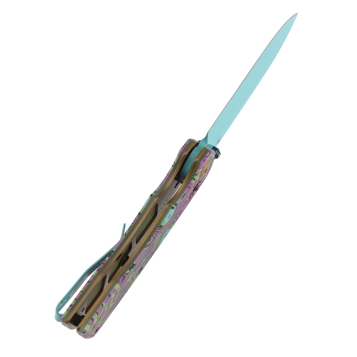 Tenable Kryo T1001V9 Blue Coated 14C28N Blade Jade G10 with Purple Undead Print Handle Crossbar Lock Flding Knife