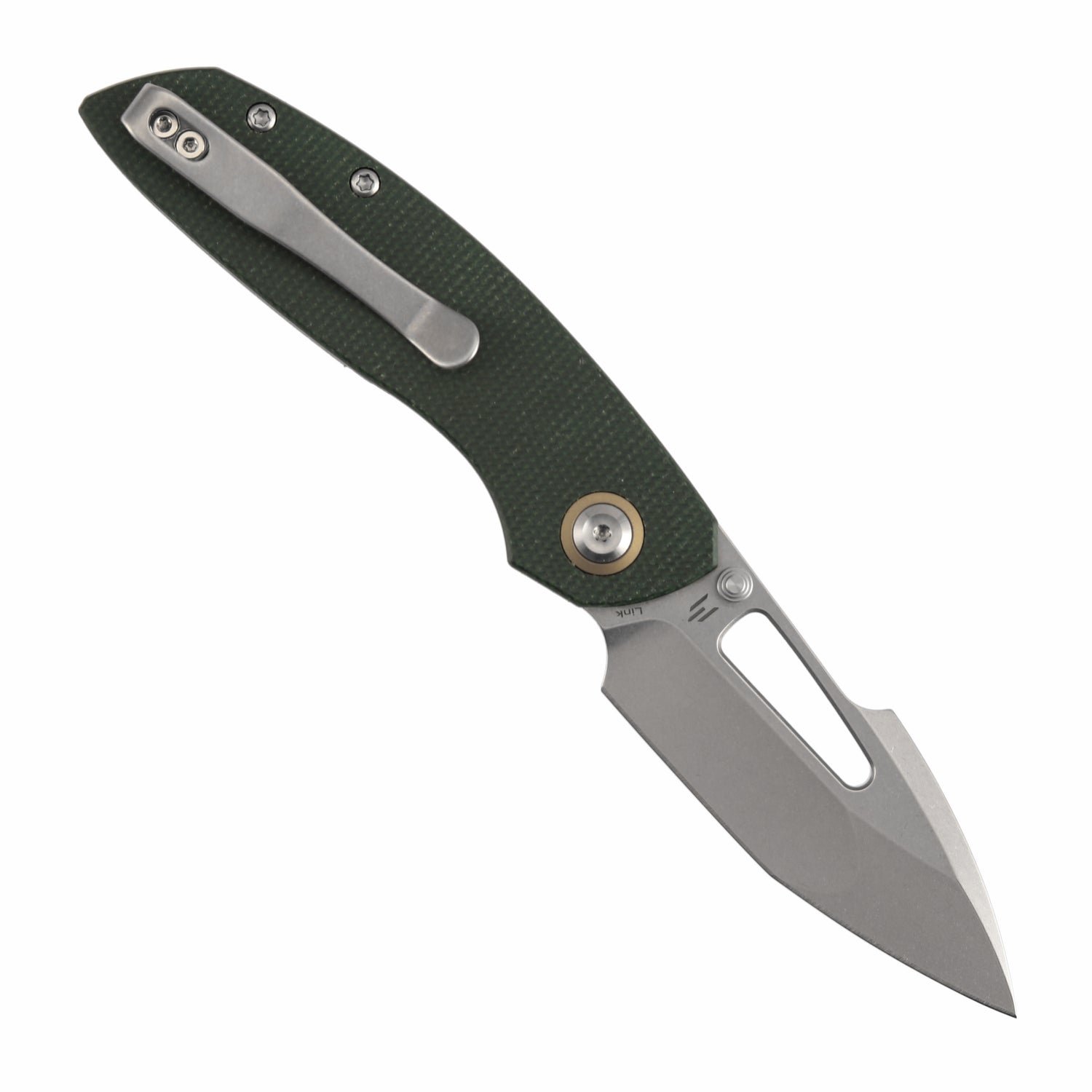 Tenable Link B1068A5 Stonewashed 14C28N Blade Green Micarta Handle Liner Lock Folding Knife