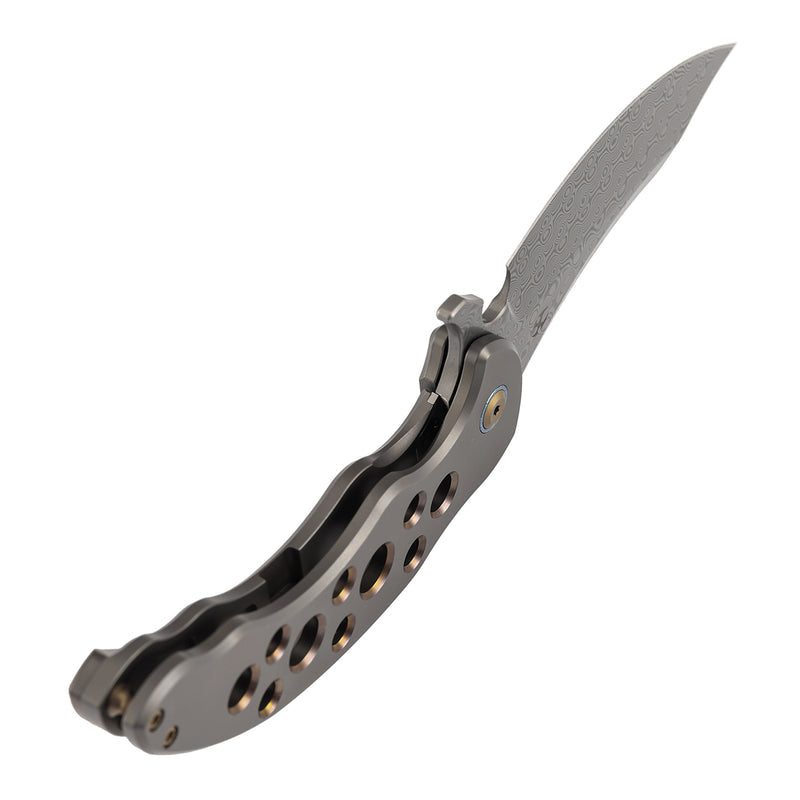 Kansept Gilgamesh K1128A5 Damascus Blade Titanium Handle Frame Lock Folding Knife