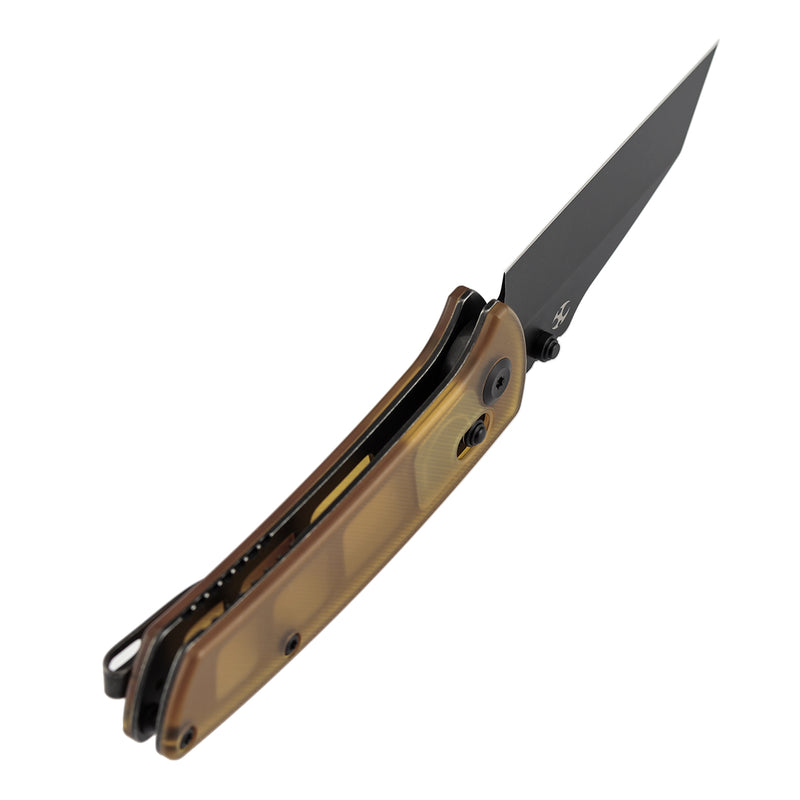 Kansept Main Street K1015V4 CPM-S35VN Blade Amber PEI Handle Crossbar Lock Folding Knife