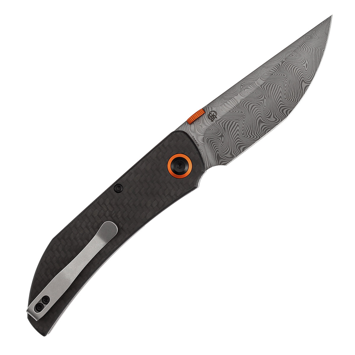 Tenable Tarkin B1078A4 Damascus Blade Twill Carbon Fiber &G10 Handle Liner Lock Folding Knife
