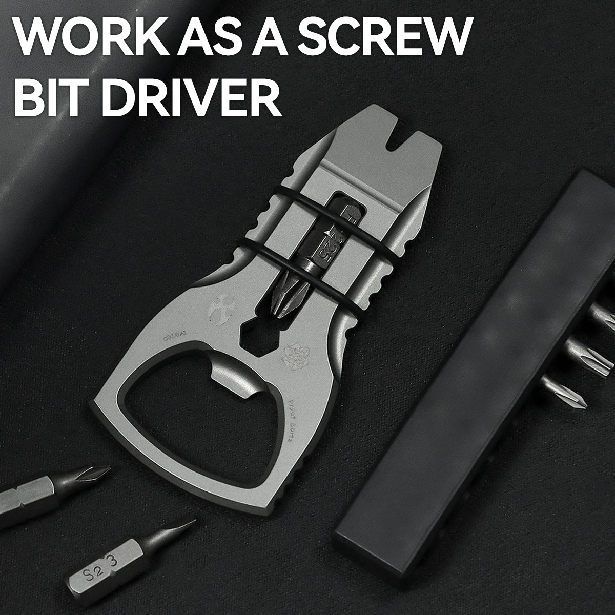 Kansept EDC PryofSorts C010A1 EDC Multi-Tool Beadblasted Titanium Bottle Opener, Pry Bar & Screwdriver