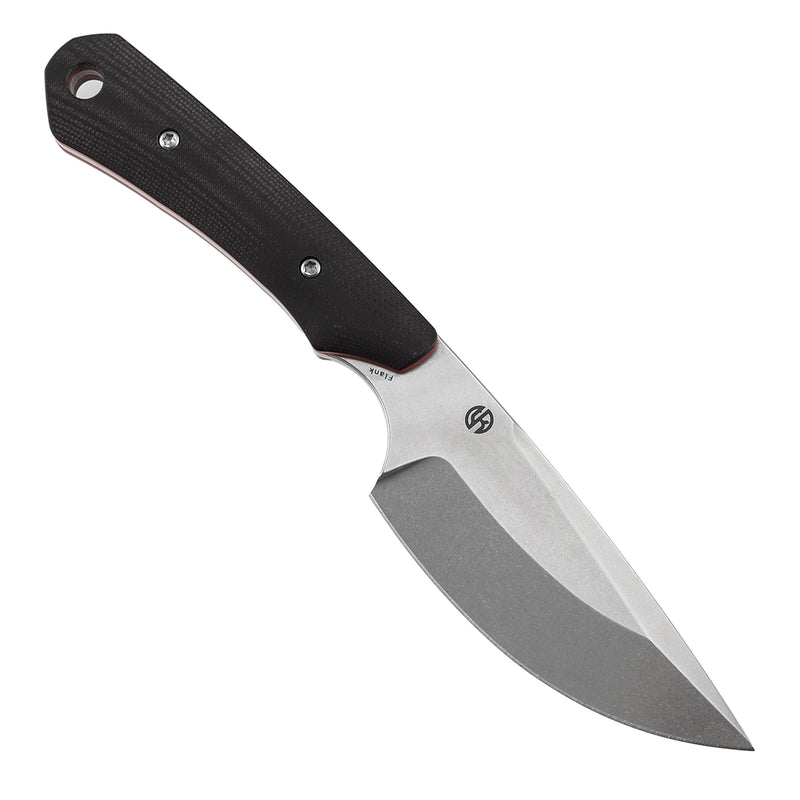 Kansept Flank G006A2 Stonewashed D2 Blade Black & Red D2 Blade G10 Handle Fixed Blade Knife