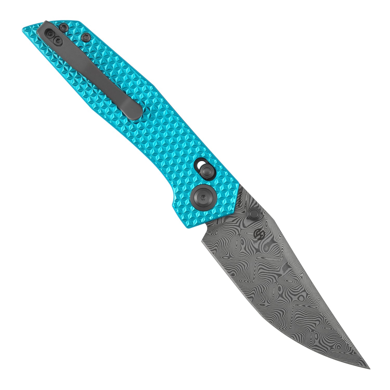 Tenable Deadite B1081V1 Water Ripple Damascus Blade Aluminum Handle Crossbar Lock Folding Knife