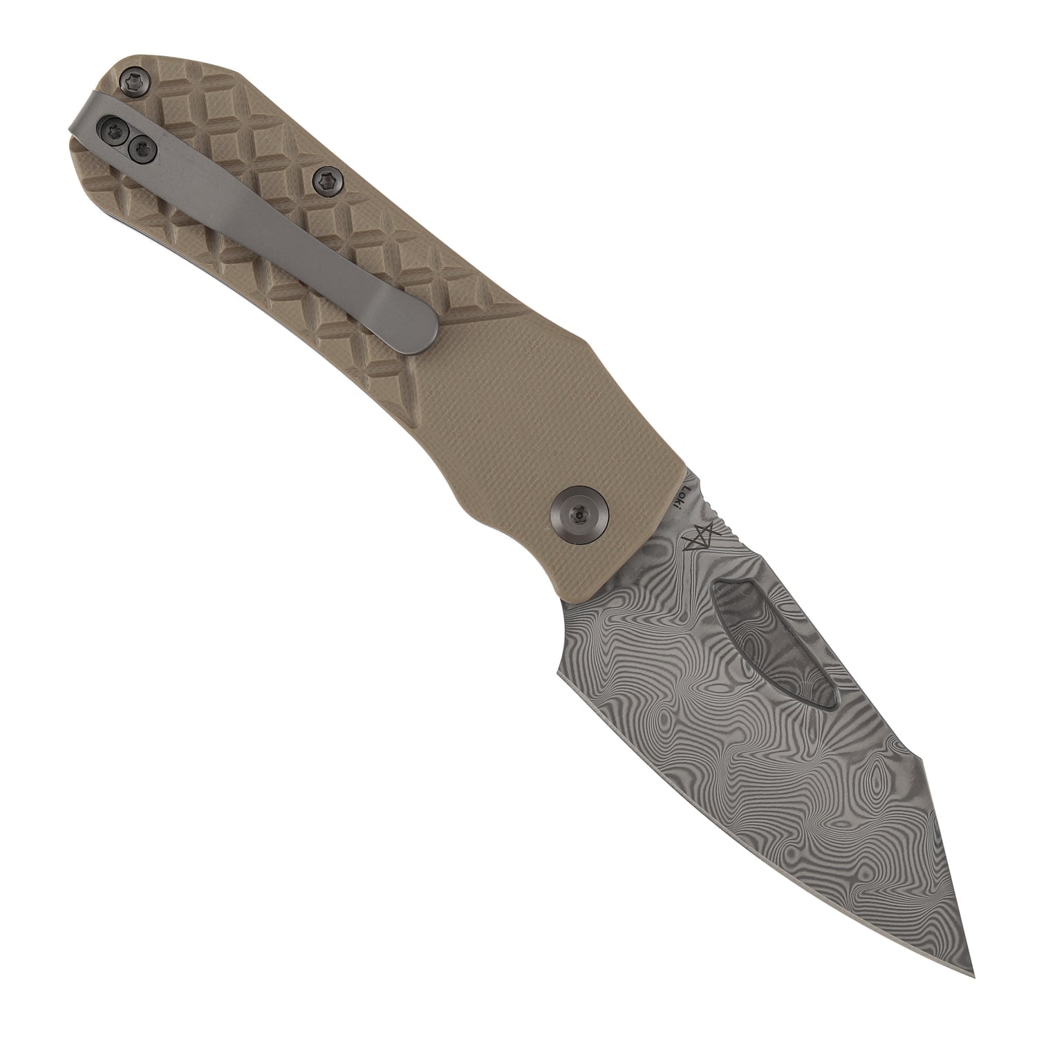 Tenable Loki B1058A3 Water Ripple Damascus Blade Brown G10 Handle Liner Lock Folding Knife