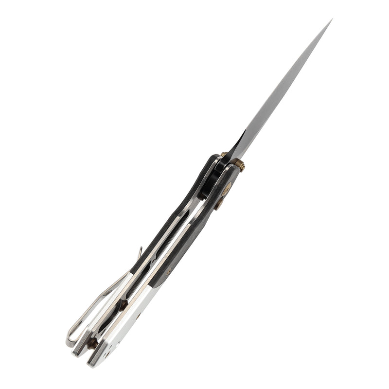 Kansept Fenrir T1034B1 Blackwash 154CM Blade Carbon Fiber with Aluminum Handle Button Lock Folding Knife