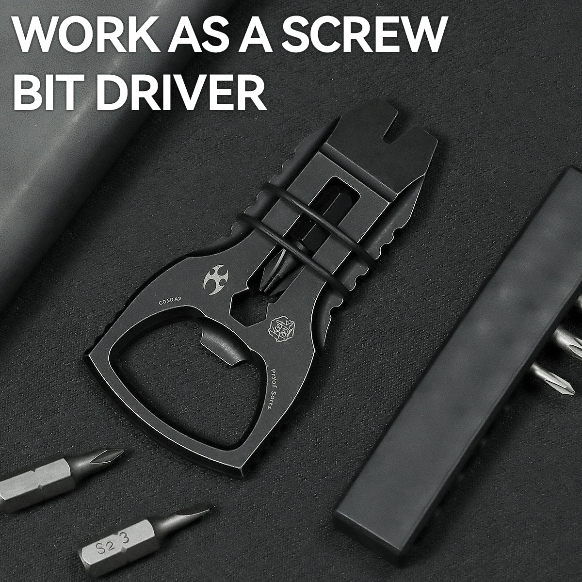 Kansept EDC PryofSorts C010A2 EDC Multi-Tool Blackwash Titanium Bottle Opener, Pry Bar & Screwdriver