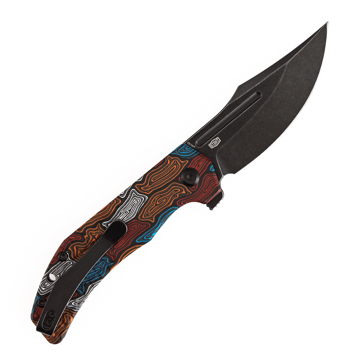 Tenable Orion B1089A7 Blackwashed 14C28N Blade Multi-color Topo G-mascus Handle Liner Lock Folding Knife
