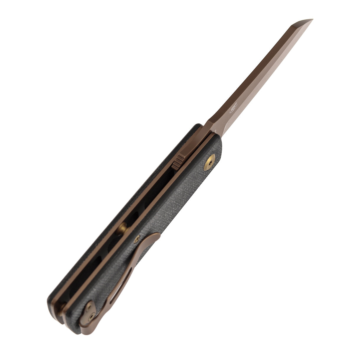 Tenable Higonokami B2135A2 Rose Gold Coated D2 Blade Black Micarta Handle Liner Lock Folding Knife