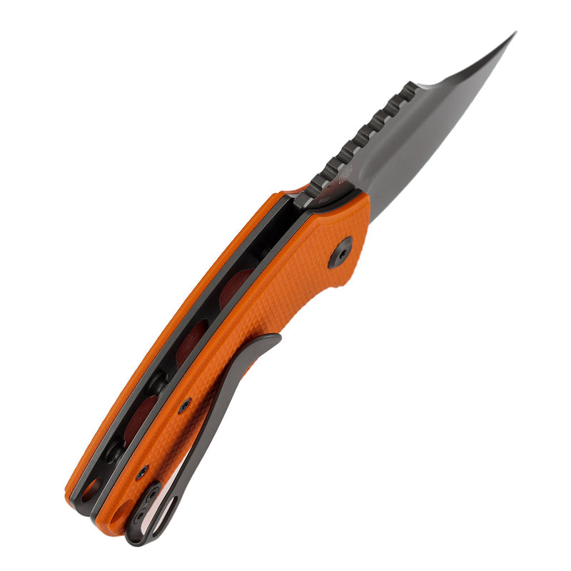 Kansept Wasp T2144F2 Gray TiCn Coated 154CM Blade Orange G10 Handle Button Lock Folding Knife