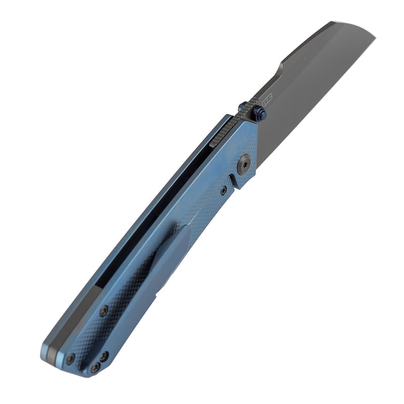 Navaja plegable Kansept Contra K1139A3 con hoja CPM-S90V y mango de titanio anodizado azul con cierre de marco