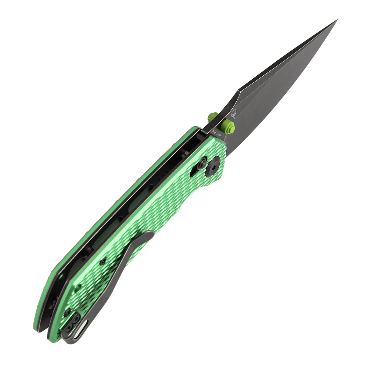 Tenable Fenrir T1034V16 Blackwash Nitro-V Blade Green Anodized Aluminum Handle Crossbar Lock Folding Knife