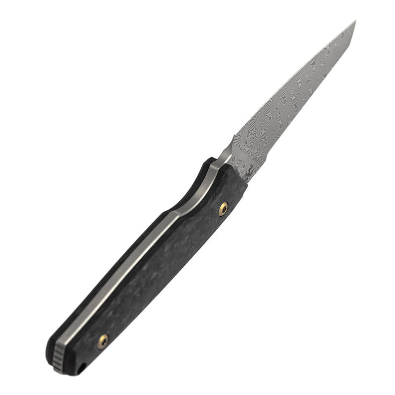 Kansept Parr G011A4 Damascus Blade Shred Carbon Fiber Handle Fixed Blade Knife