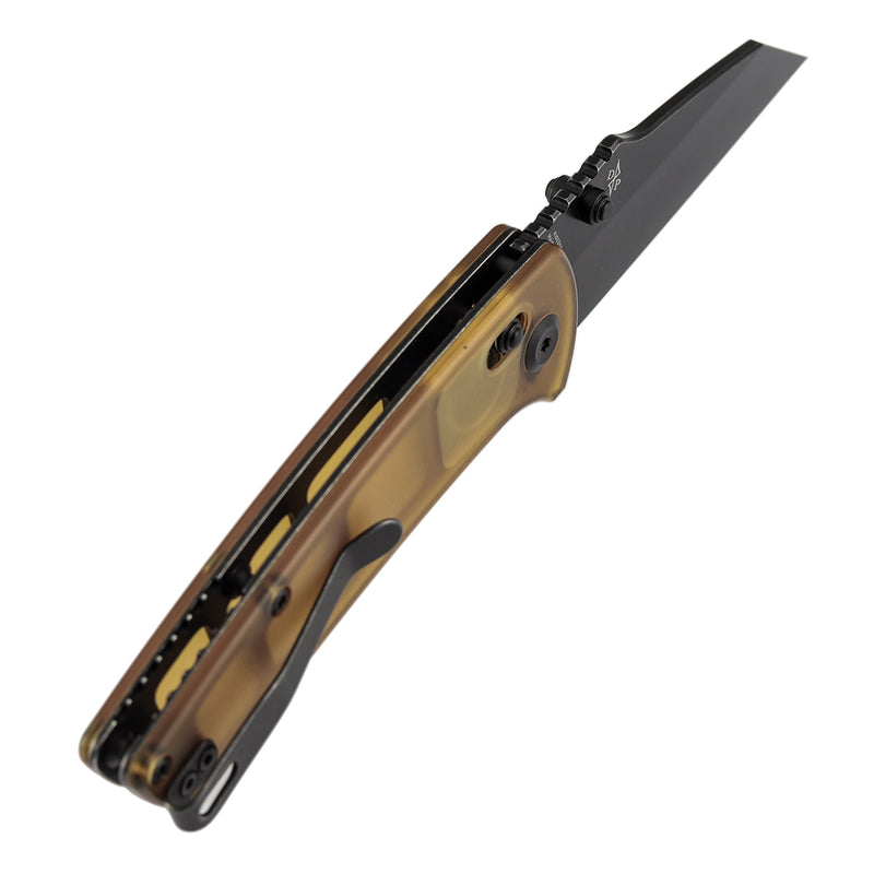 Kansept Main Street K1015V4 CPM-S35VN Blade Amber PEI Handle Crossbar Lock Folding Knife