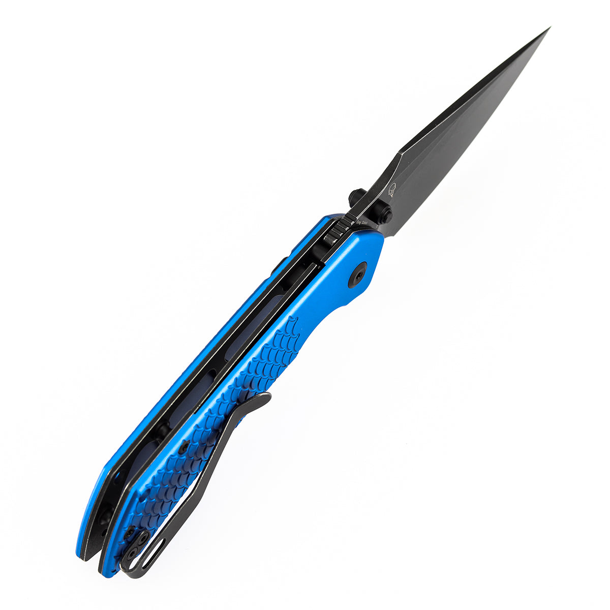 Tenable Fenrir B1034H92 Blackwash Nitro-V Blade Dark Blue Anodized Aluminum Handle Top Liner Lock Folding Knife
