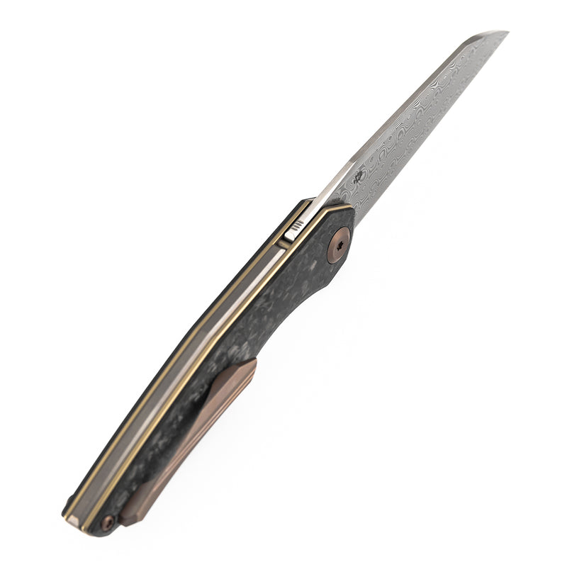 Kansept Halide K1136A6 Damascus Blade Shred Carbon Fiber Handle Liner Lock Folding Knife