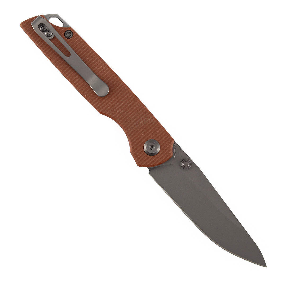 Tenable Mini Warrior B2005A3 Gray TiCn Coated Nitro-V Blade Brown Micarta Handle Liner Lock Folding Knife