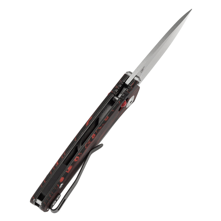 Tenable Raven T2109V3 14C28N Blade Red and Black G-mascus Handle Cross Bar Lock Folding Knife