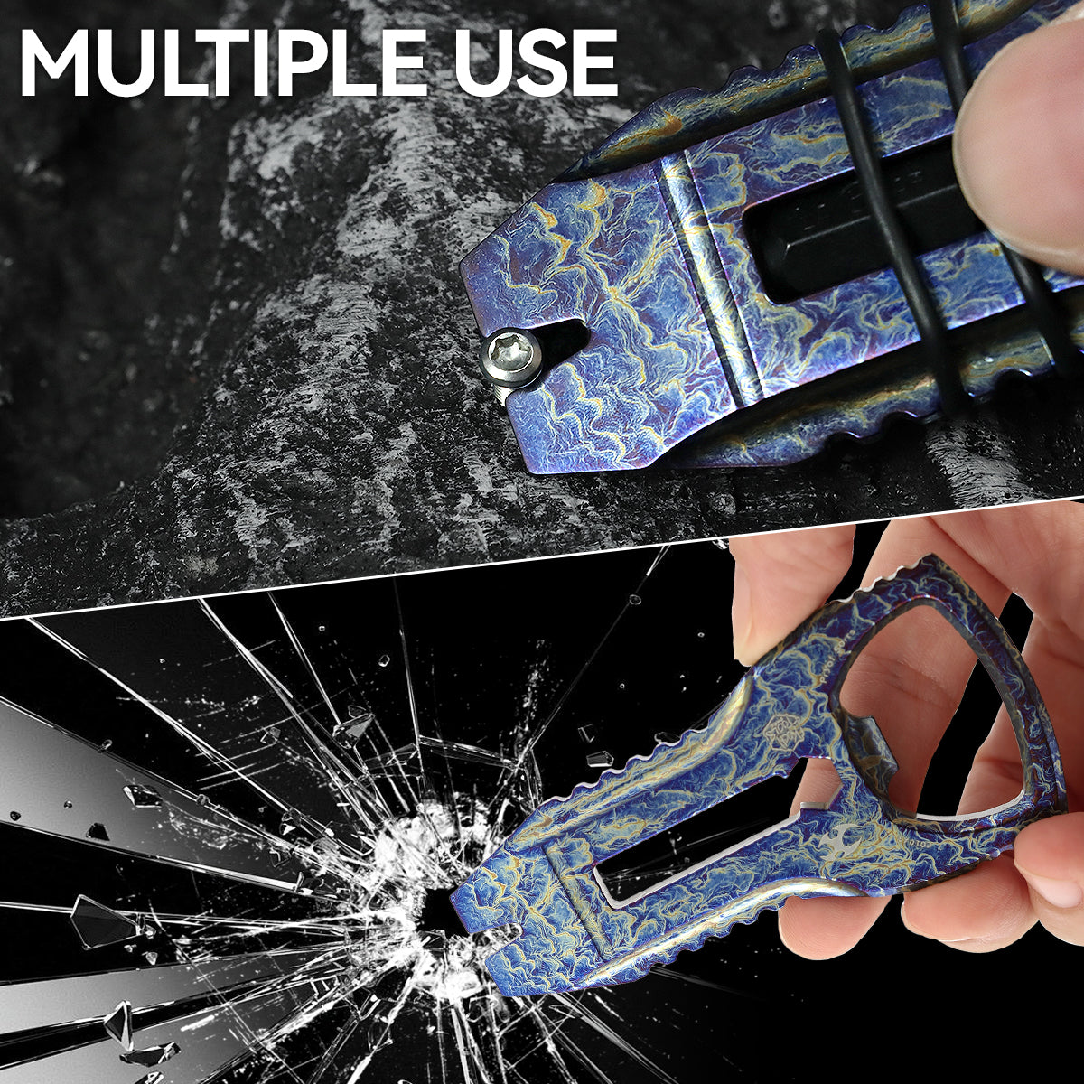 Kansept EDC PryOfSorts C010A3 EDC Multi-Tool Titanium with Lightning Strike Finish Bottle Opener, Pry Bar & Screwdriver