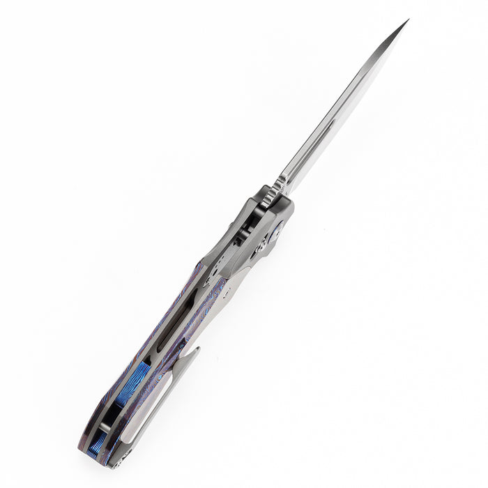 KANSEPT Quasar K1099V4 CPM 20CV Blade Titanium and Timascus Handle Cross Bar Lock