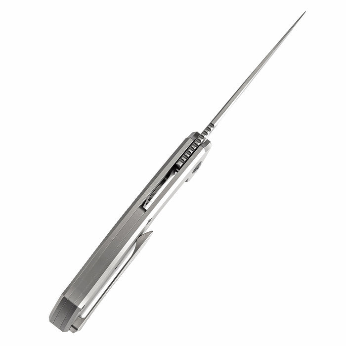 Kansept HAVØRN K1069A1 Damascus Blade Titanium with Black and White Carbon Fiber Inlay Handle Frame Lock Folding Knife