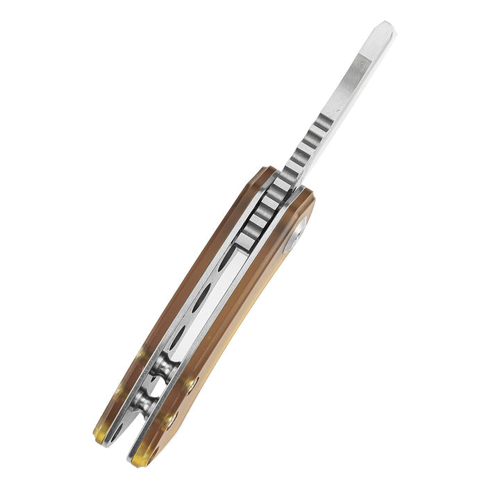 Kansept Mini Korvid K3030P1 CPM-S35VN Blade Amber PEI/Ultem Handle Liner Lock Folding Knife