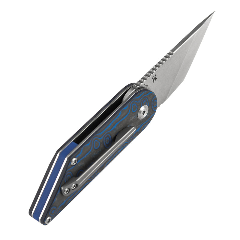 Kansept Dash T2045A3 154CM Blade Blue & Yellow Vortex Micarta Handle Liner Lock Folding Knife