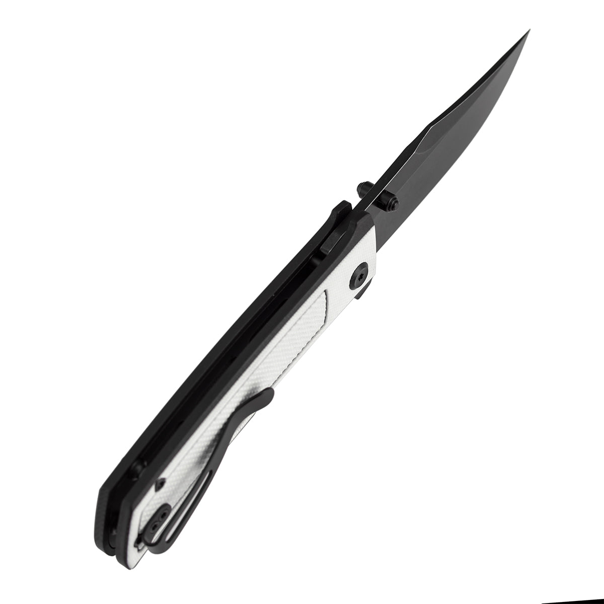 Tenable Bison B2108A1 Blackwash Nitro-V Blade Black & White G10 Handle Liner Lock Folding Knife