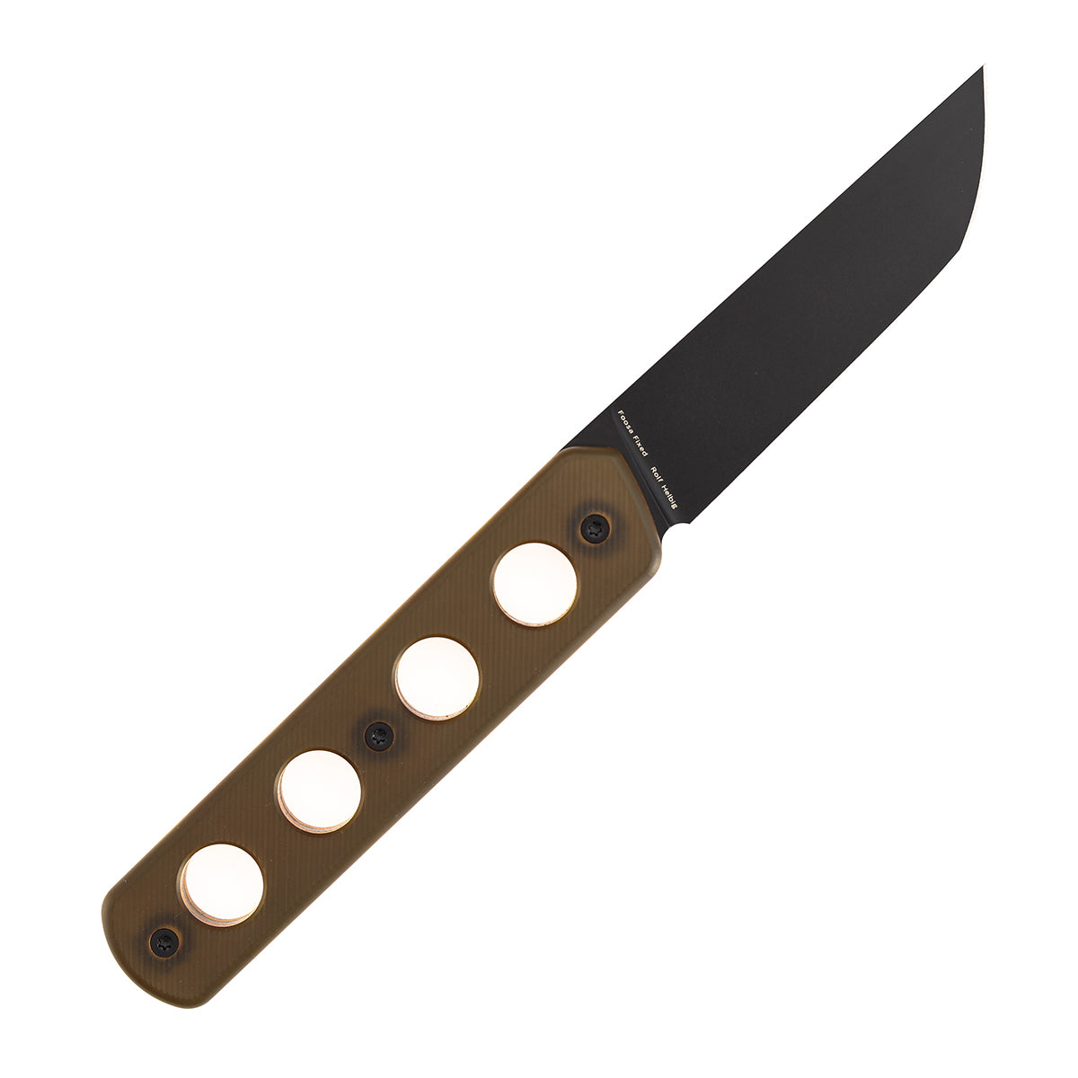 Tenable Foosa G2020A3 Blackwash D2 Blade Amber PEI Handle Fixed Blade Knife