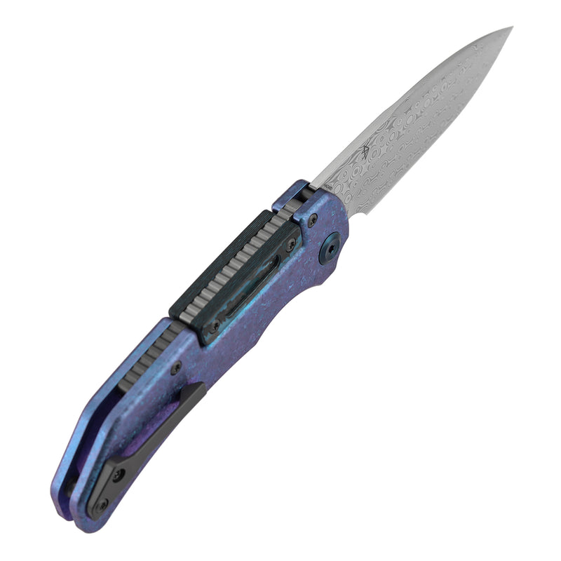 Kansept Hazard K1104H5 Damascus Blade Titanium & Fatcarbon Handle Bali Lock Folding Knife