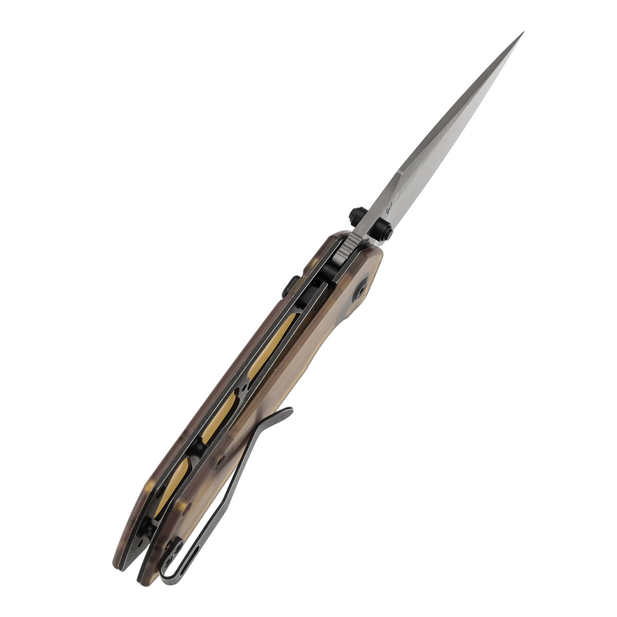 Navaja plegable Tenable Fenrir B1034H6 de hoja de Damasco, mango de PEI y bloqueo Liner Lock superior