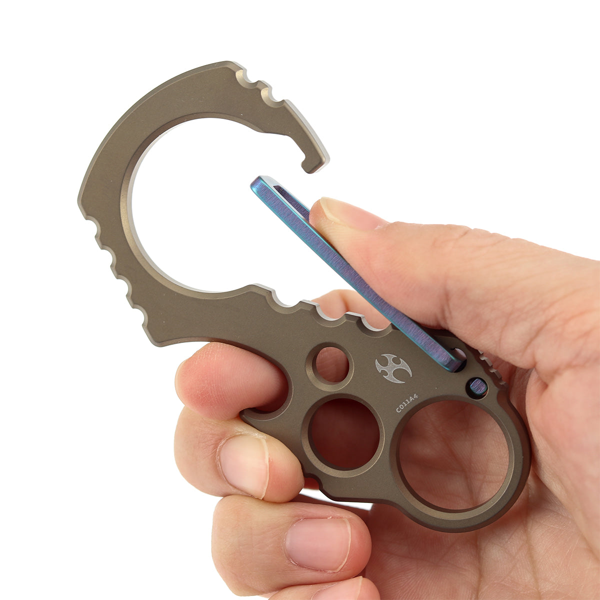 Kansept Carabiner C011A4 Bronze Anodized Titanium with Green Anodized Lock Climbing Carabiner