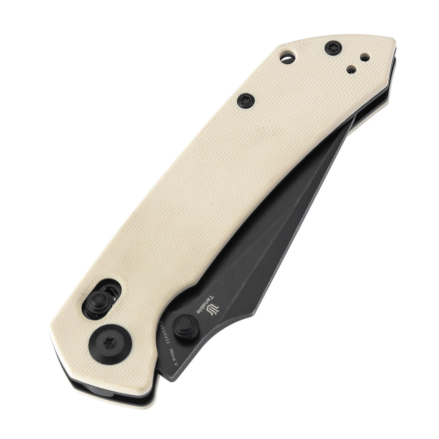 Tenable Fenrir T1034V11 Nitro-V Blade White G10 Handle Cross Bar Lock Folding Knife