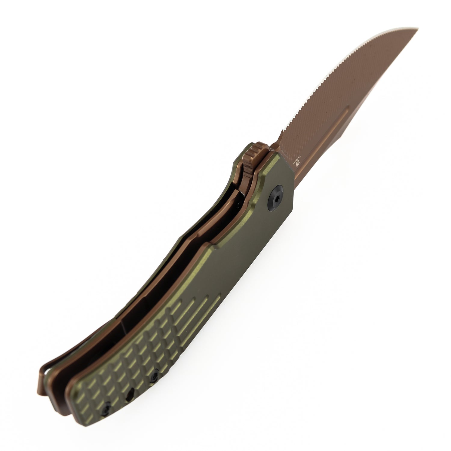 Tenable Orion B1089C2 Rose Gold Nitro-V Blade Blue Aluminum Handle Liner Lock Folding Knife