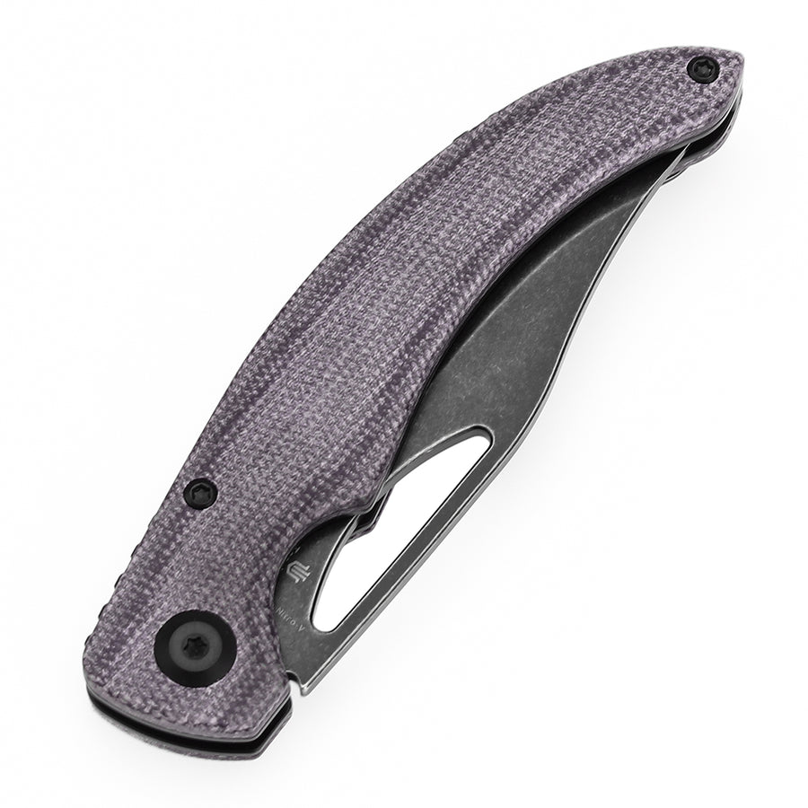 Tenable Gideon T1119A4 Blackwash Nitro V Blade Purple Micarta Handle Liner Lock
