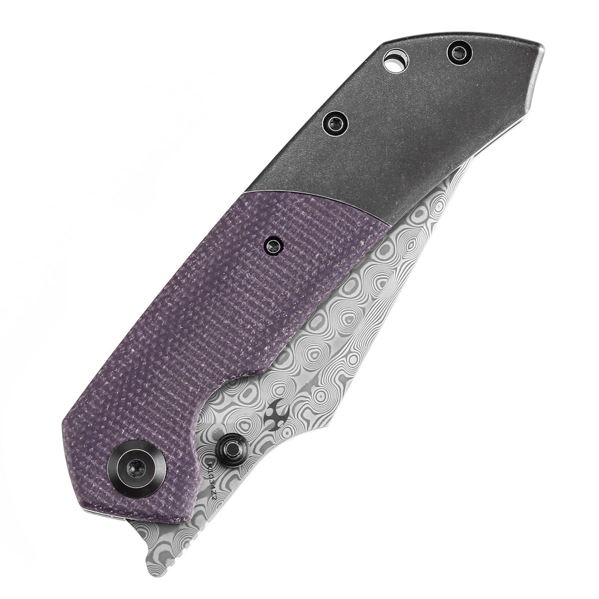 Kansept Fenrir K1034Z2 Flipper Knife Damascus Blade Titanium + Micarta Handle Edc Knife Liner Lock
