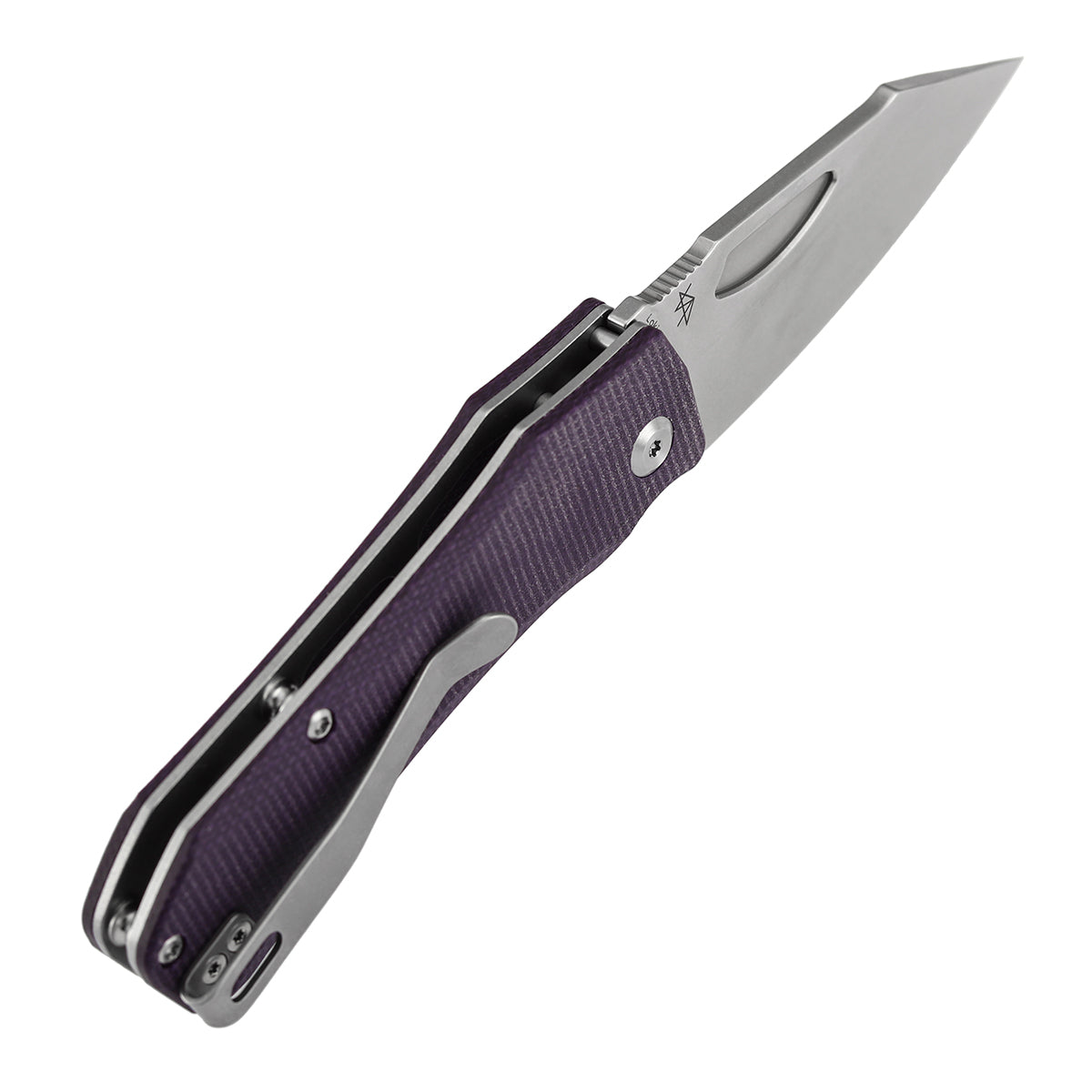 Tenable Loki B1058A2 Stonewashed Nitro-V Blade Purple Micarta Handle Liner Lock Folding Knife